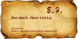 Berdach Henrietta névjegykártya
